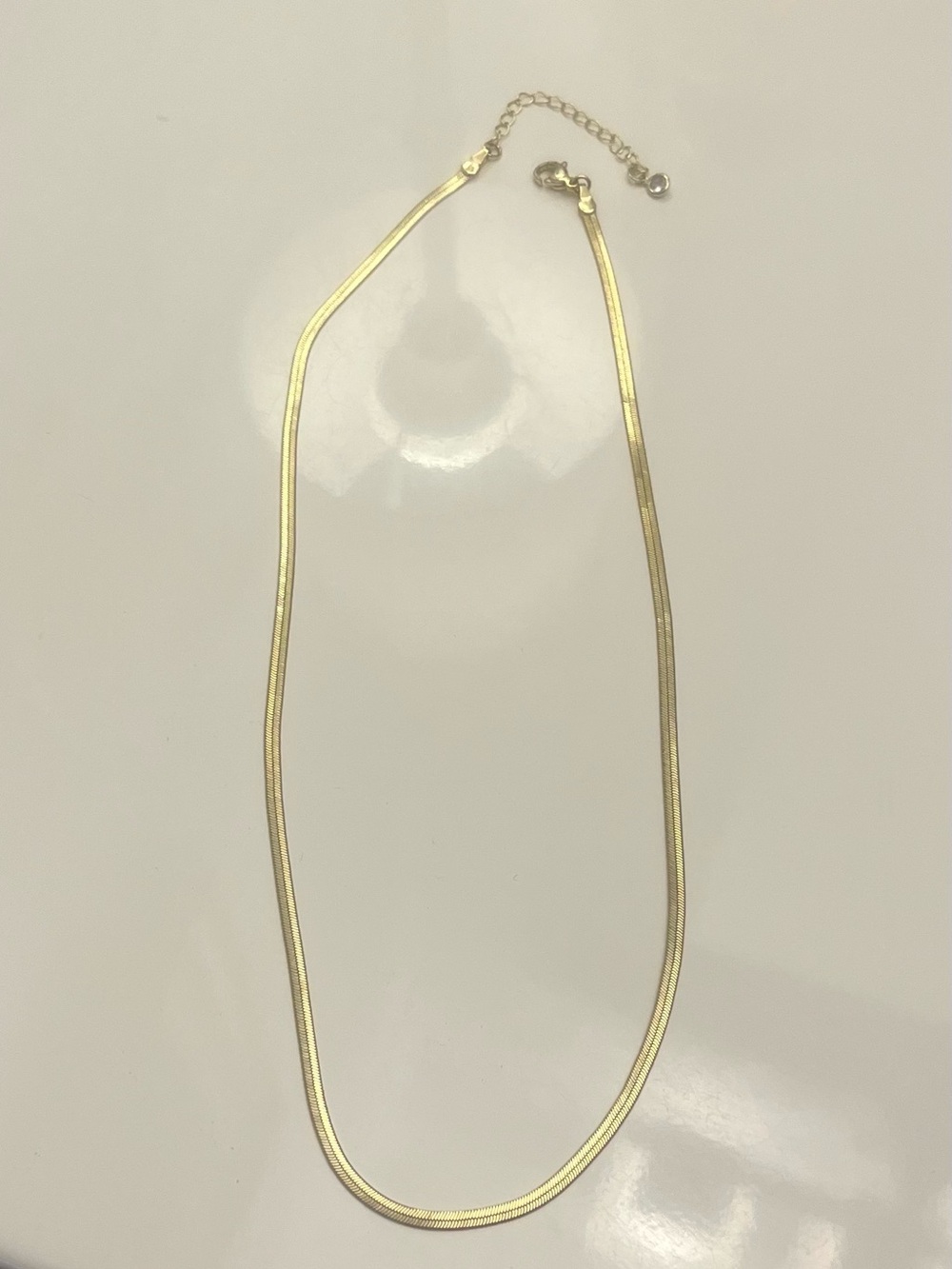 Gold tone Herringbone Necklace - Women Jewelry 18 inches w/ 2 inch extender EUC